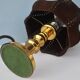 Lot of two retro-modernist lamps with natural leather lampshade