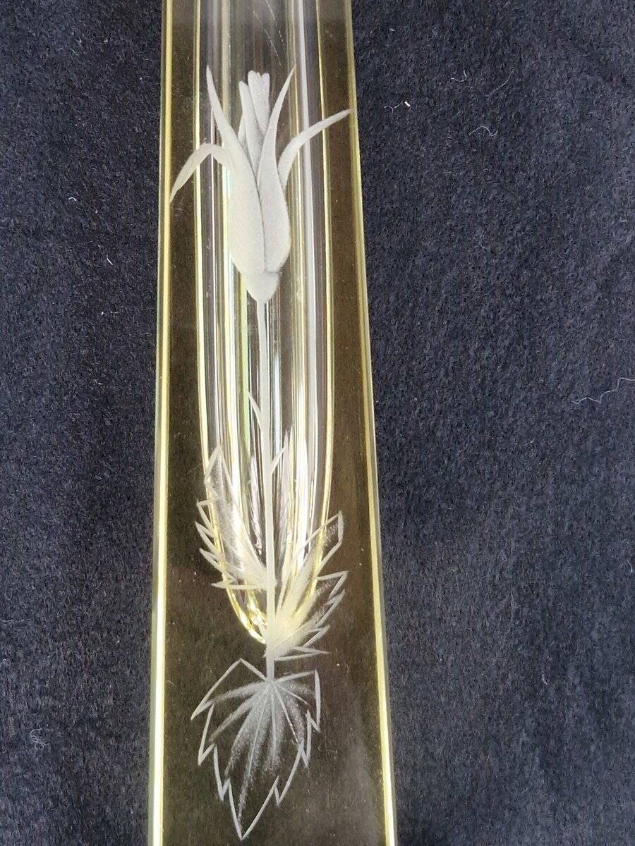 Citrine Drop Cut Engraved Glass Vase by Antonin Drobnik for ZBS, 1960s