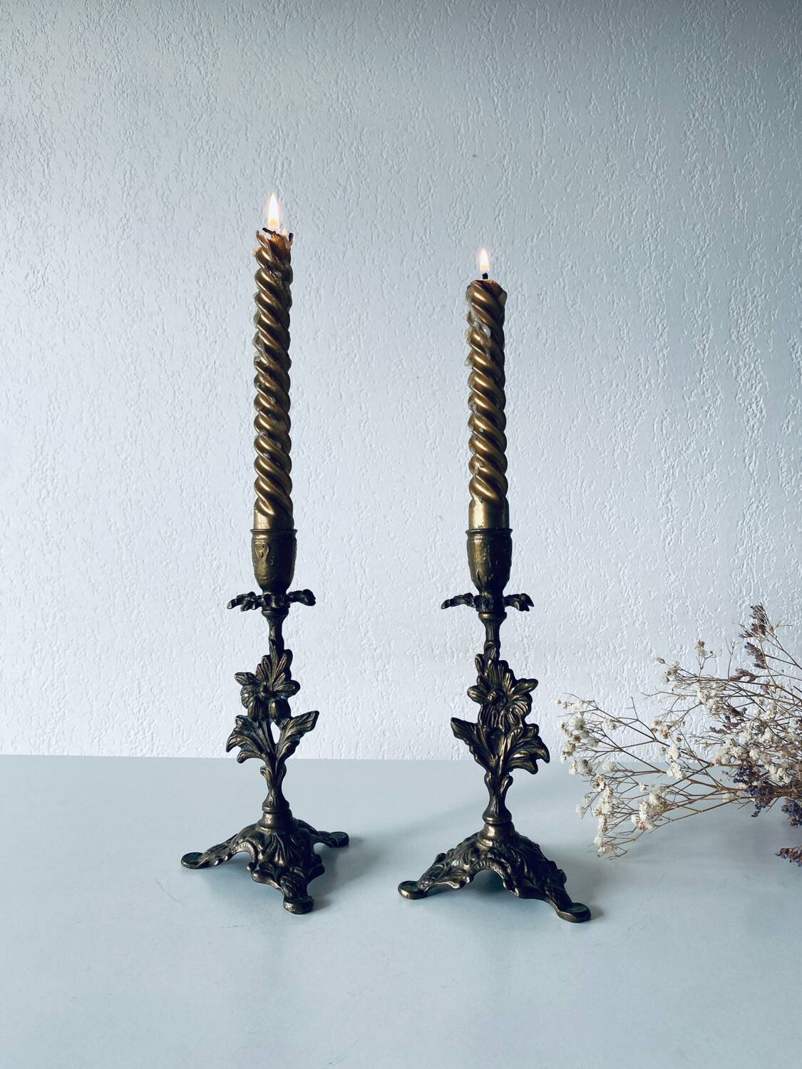 Pair of 19th century bronze candlesticks