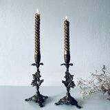 Pair of 19th century bronze candlesticks