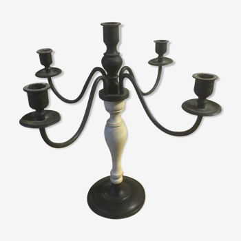 Metal and wood candlestick 5 branches