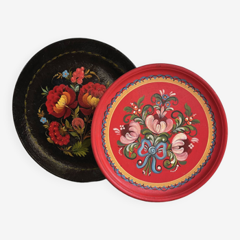 Hand painted decorative wooden plates