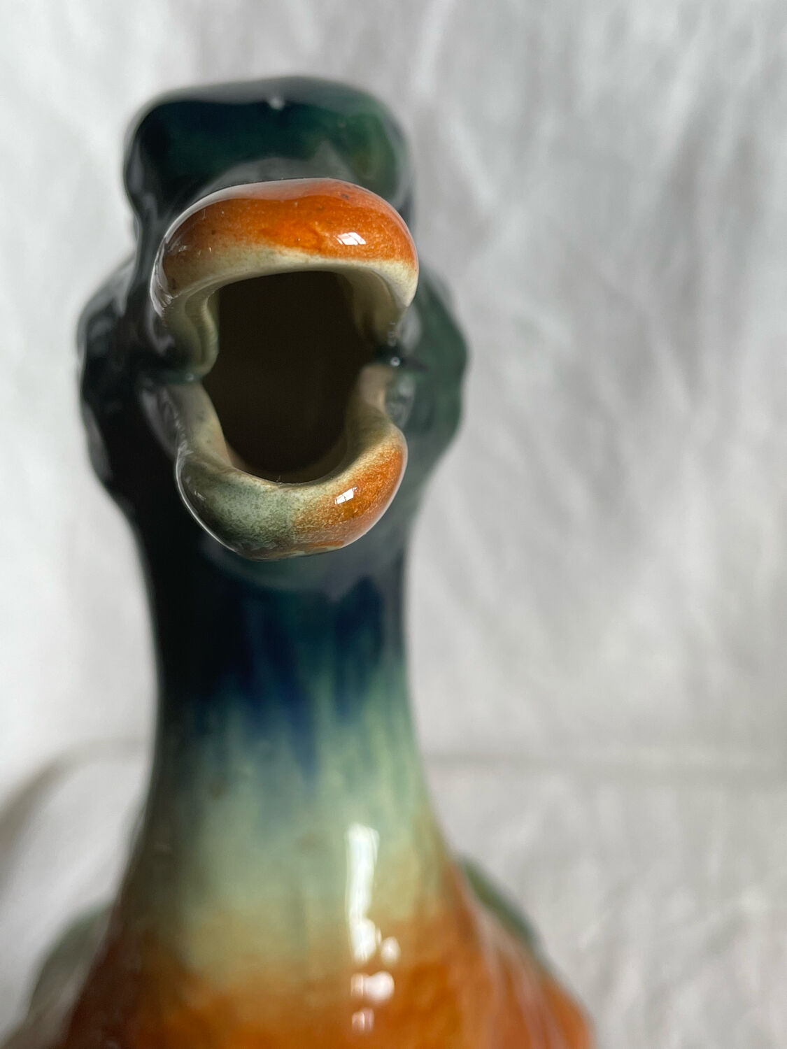 Majolica pitcher Mallard duck, circa 1900s