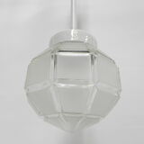 Art deco hanging lamp with octagonal frosted glass shade