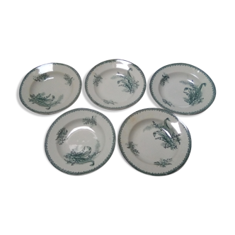 5 hollow plates Terre de Fer Muguet / St Amandinoise