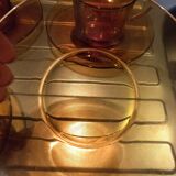 Set of 4 large amber glass cups and saucers