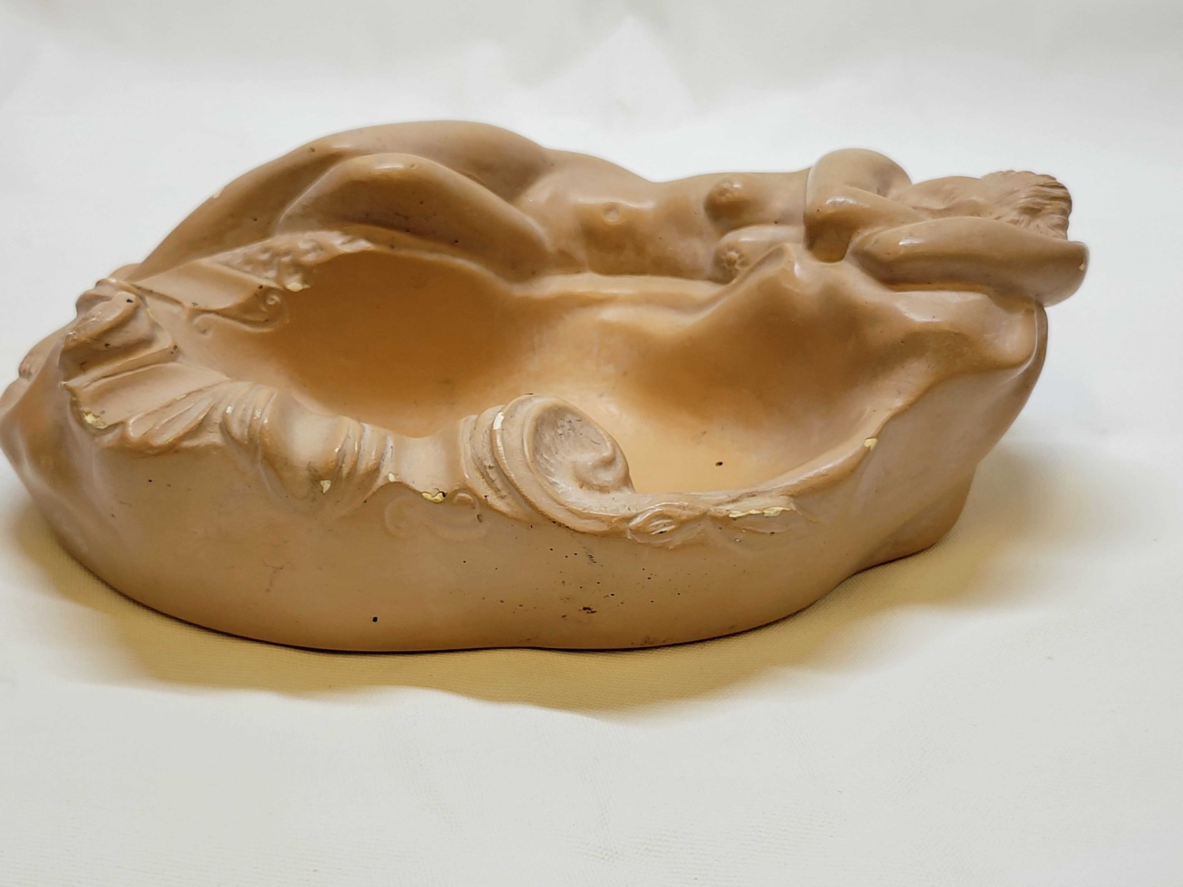Empty plaster pocket sleeping woman art nouveau signed Carlo Conte