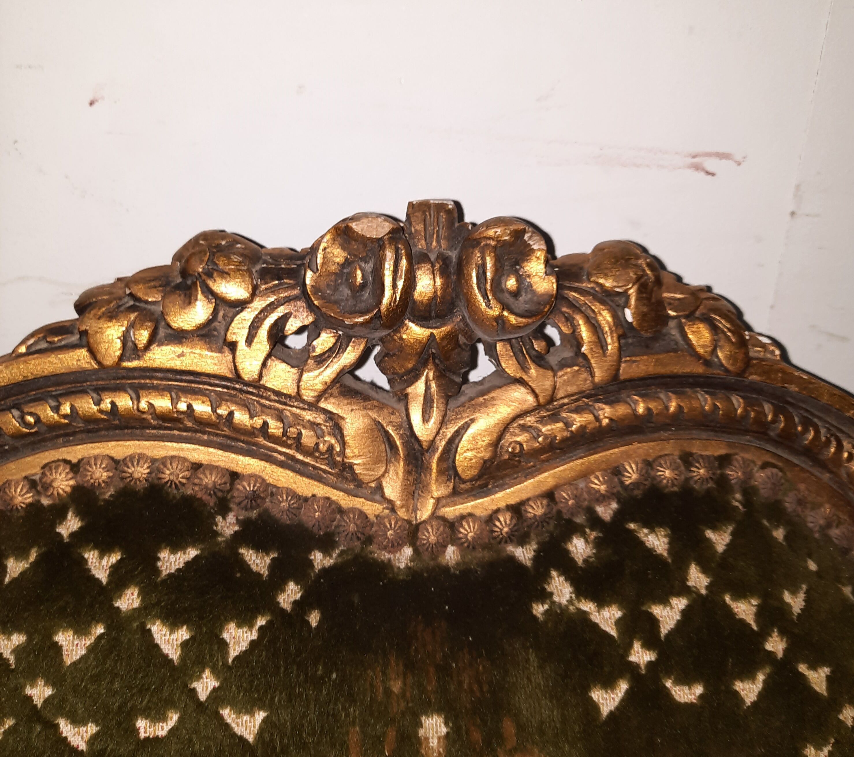 Pair of armchairs in gilded wood Louis XVI style