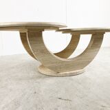 Table basse en travertin à deux niveaux, années 1970