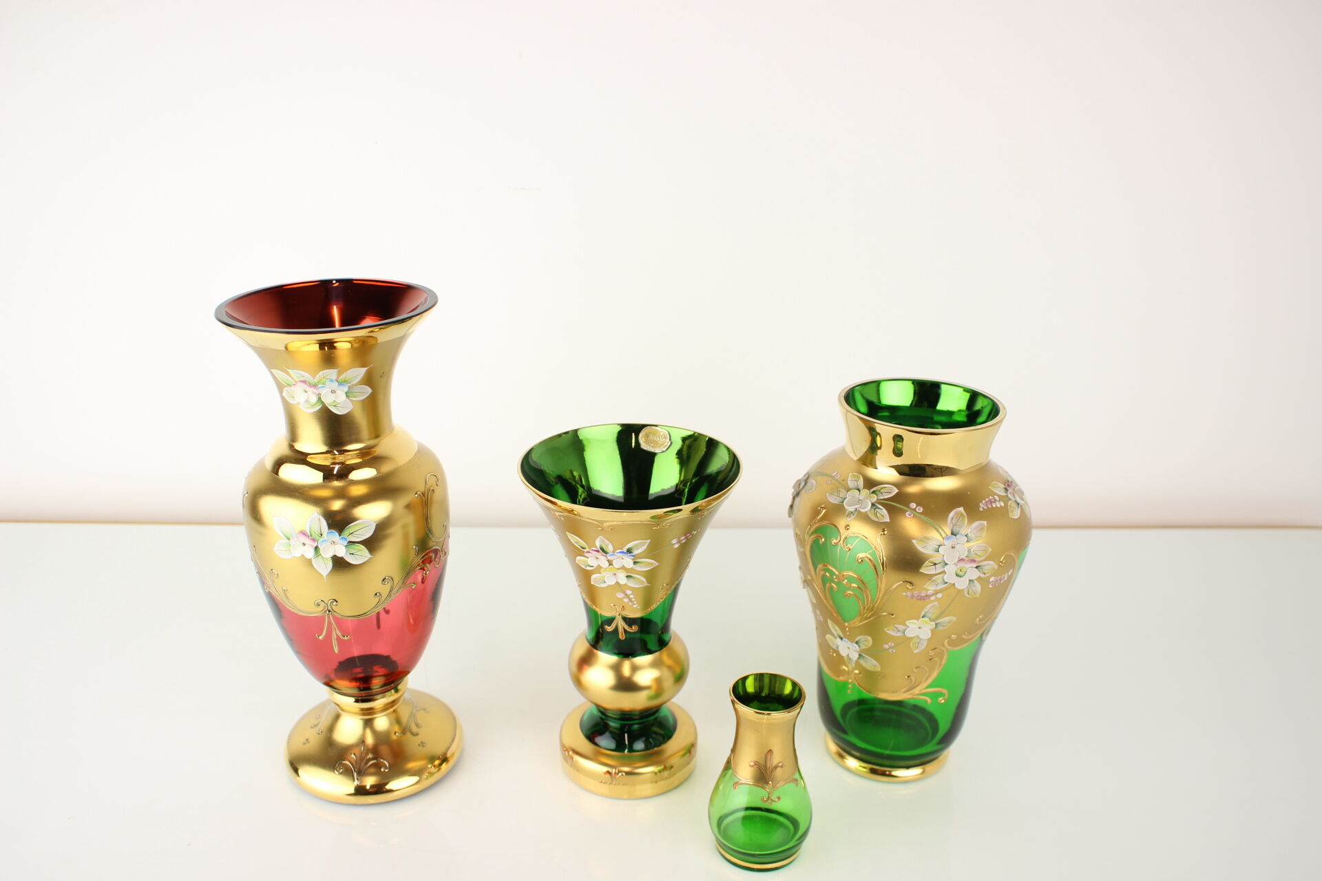 Bohemia glass vase, high enamel,gold,1950s, czechoslovakia