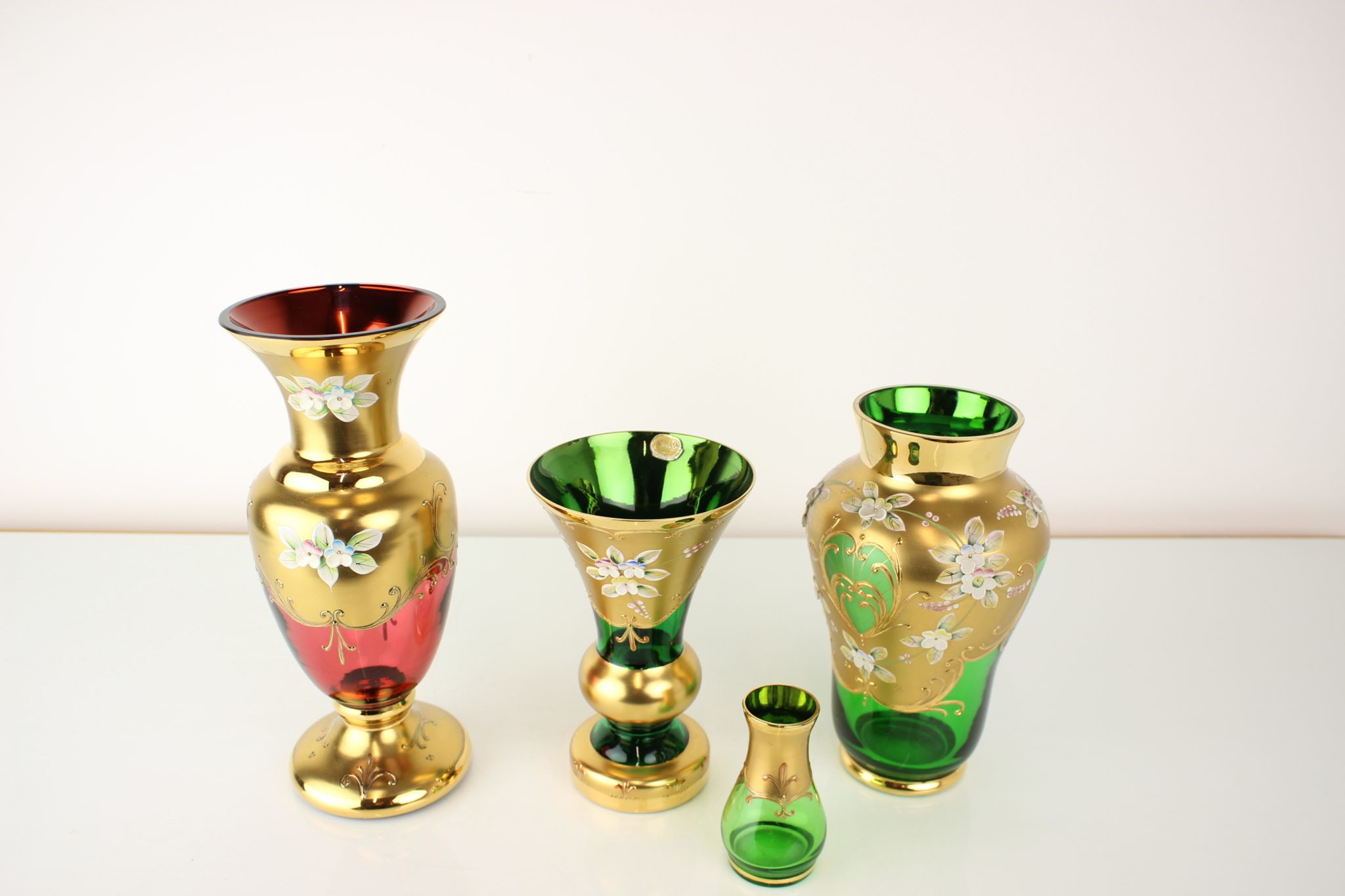 Bohemia glass vase, high enamel,gold,1950s, czechoslovakia