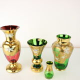 Bohemia glass vase, high enamel,gold,1950s, czechoslovakia