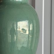 Jade green glazed ceramic vase, Vallauris 1950