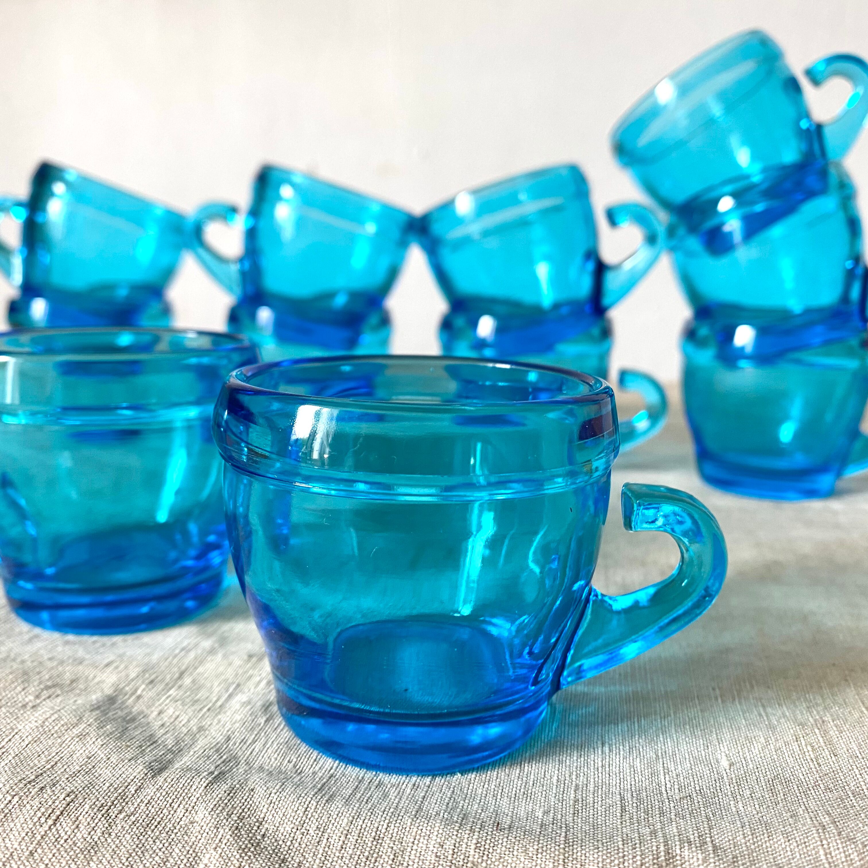 Vintage blue glass coffee cups