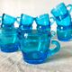 Vintage blue glass coffee cups