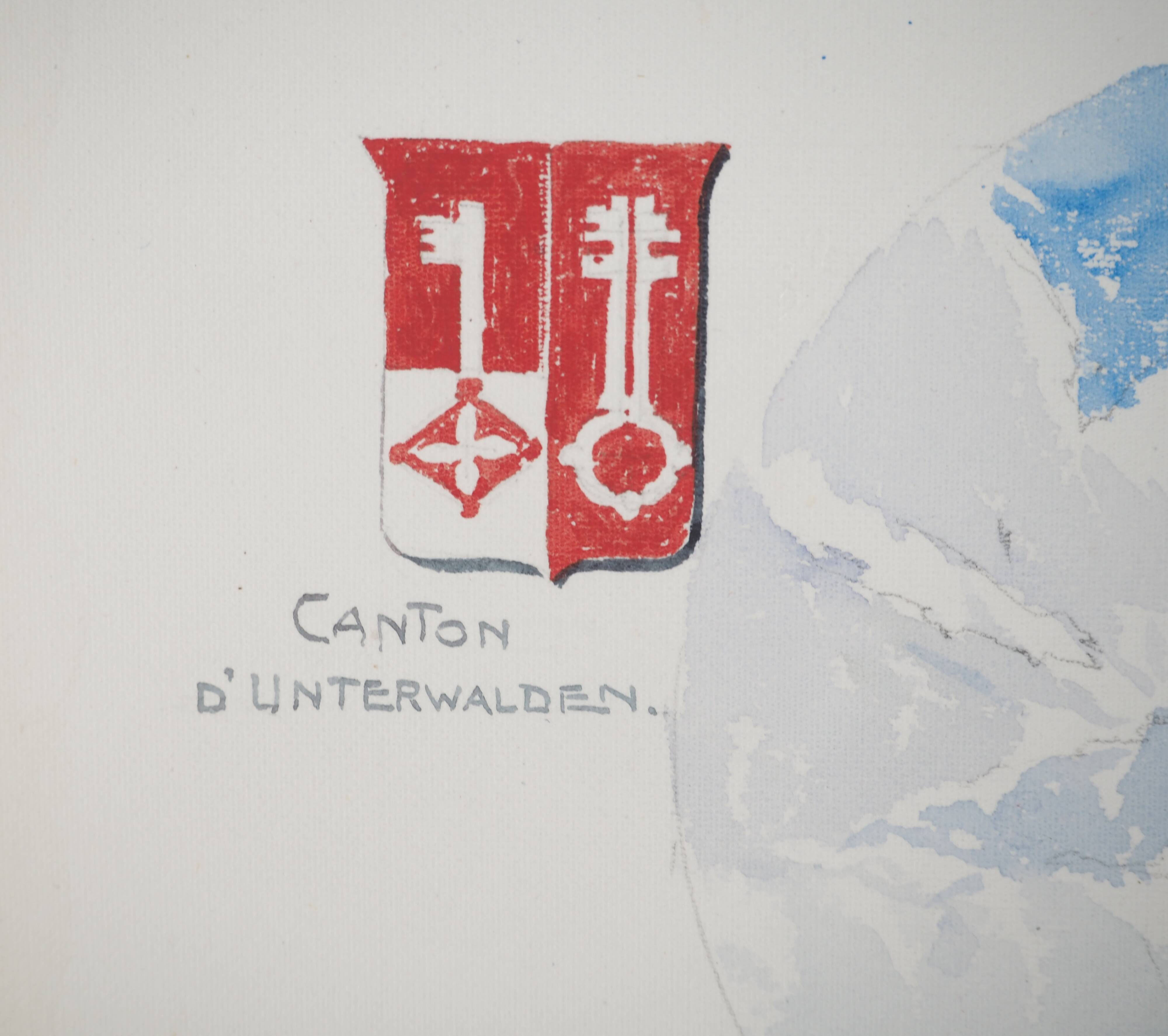 René LEVERD: Switzerland, Brüning Pass, Original signed watercolor