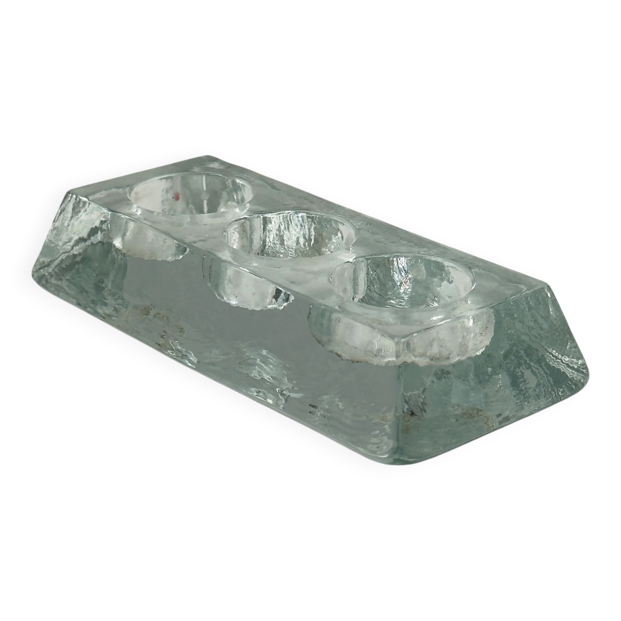 Vintage glass candle holder for 3 tea lights.