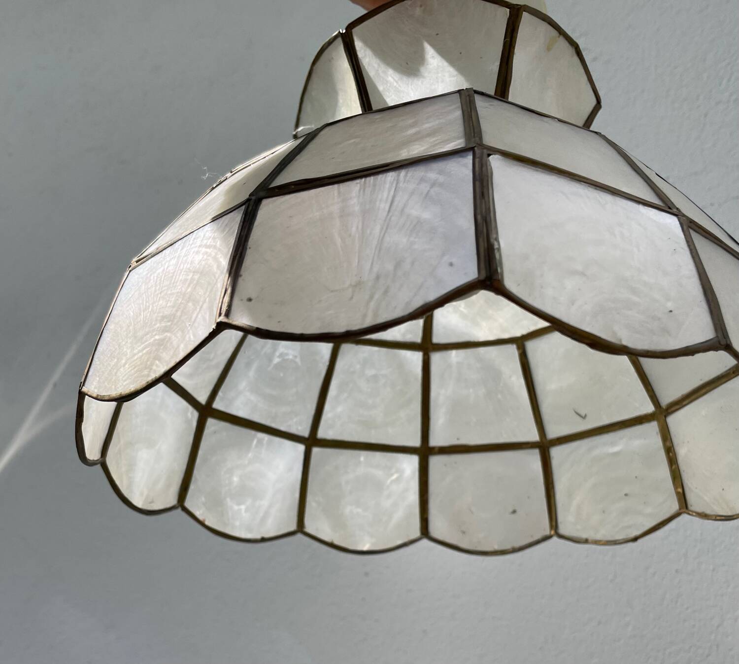 Mother-of-pearl and brass pendant light