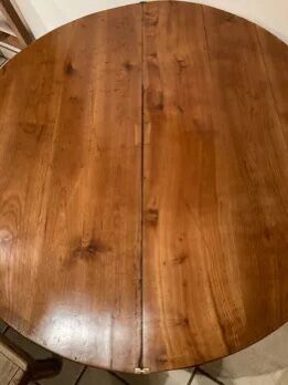 Half moon table with cherry and walnut