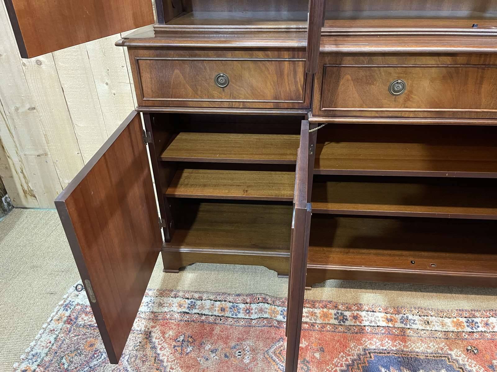 English mahogany secretary bookcase from the 1970s