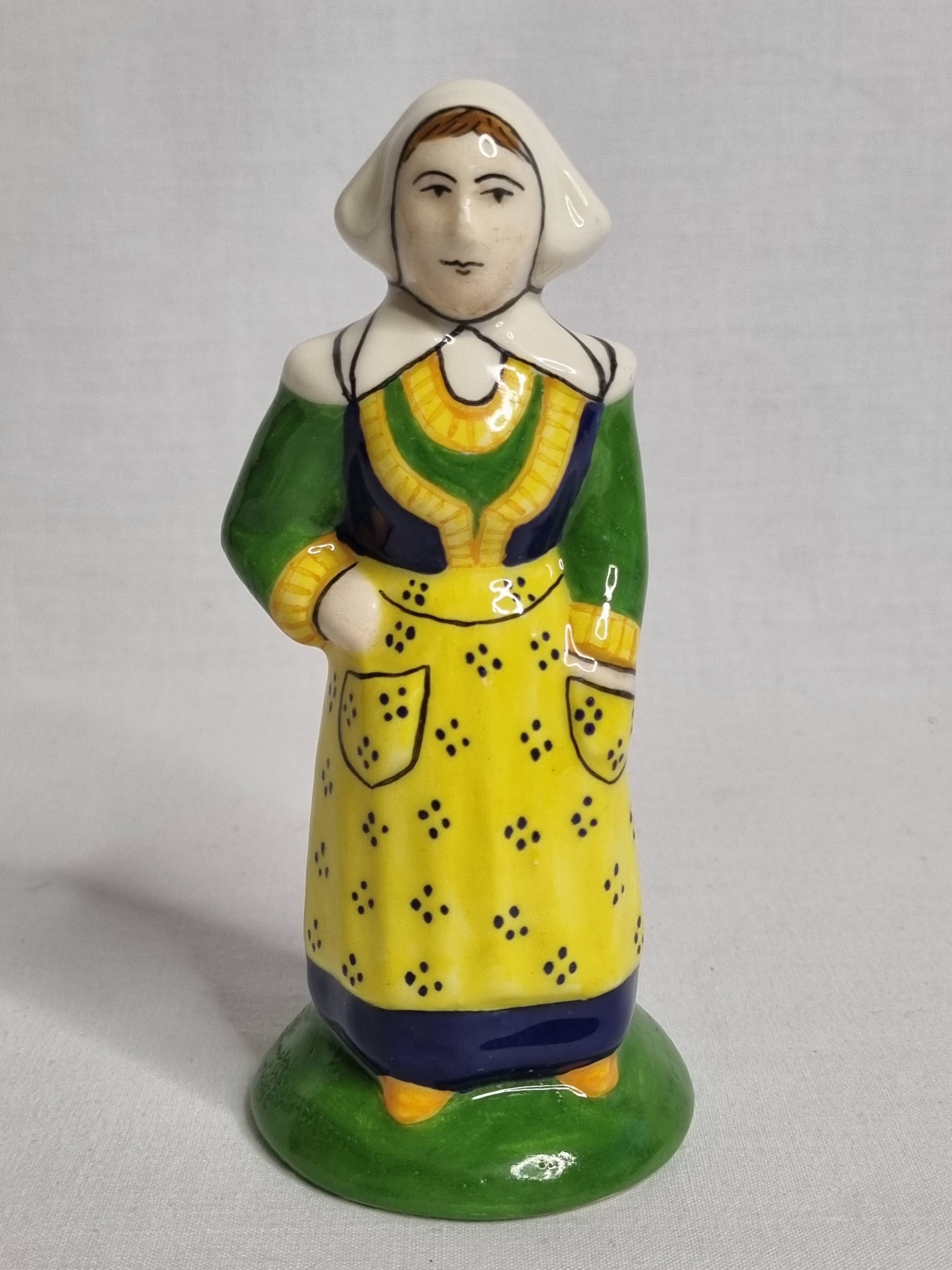 Quimper HB Henriot traditional style earthenware salt cellar 13.5 cm
