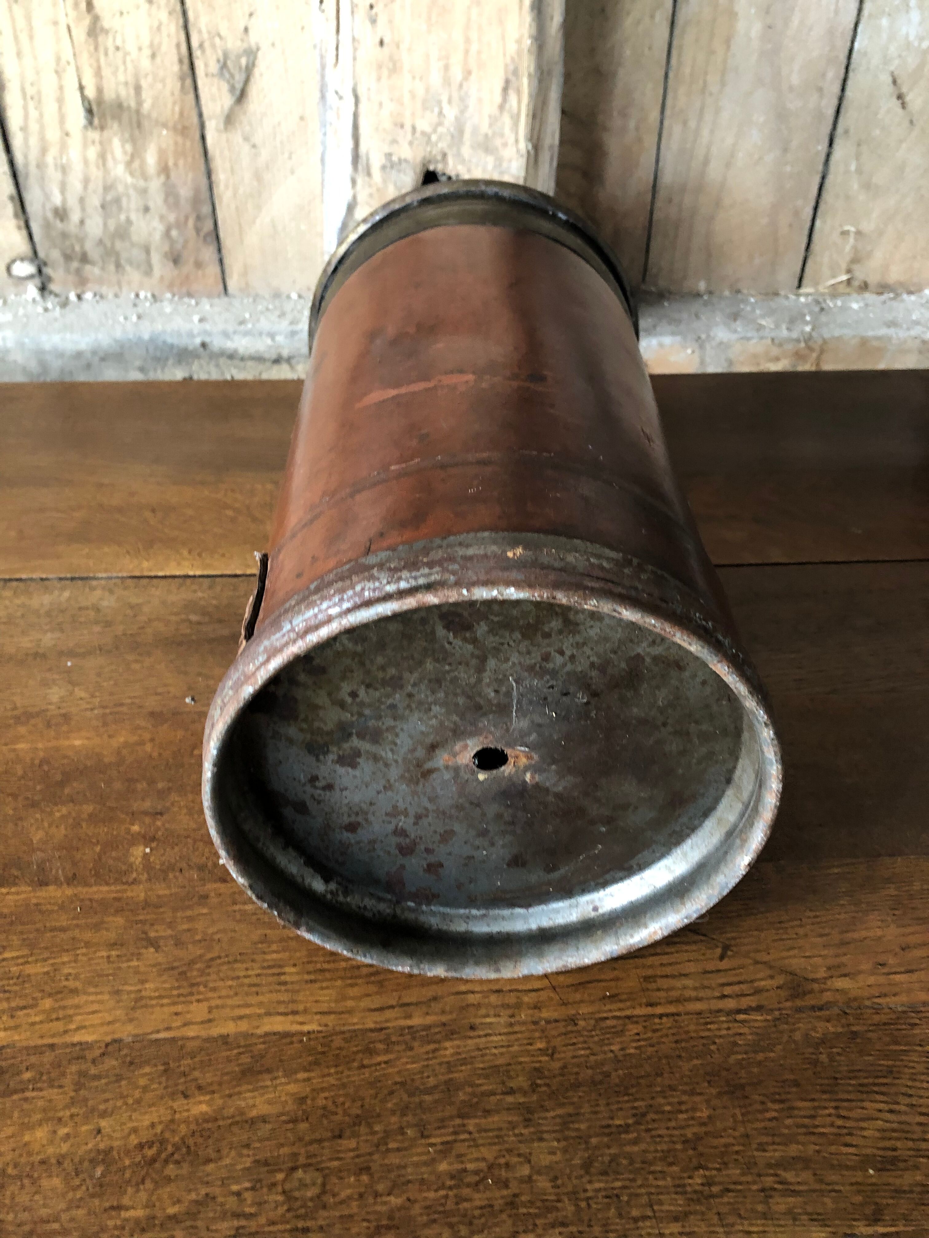 Old door umbrella cardboard boiled brown + contour metal vintage