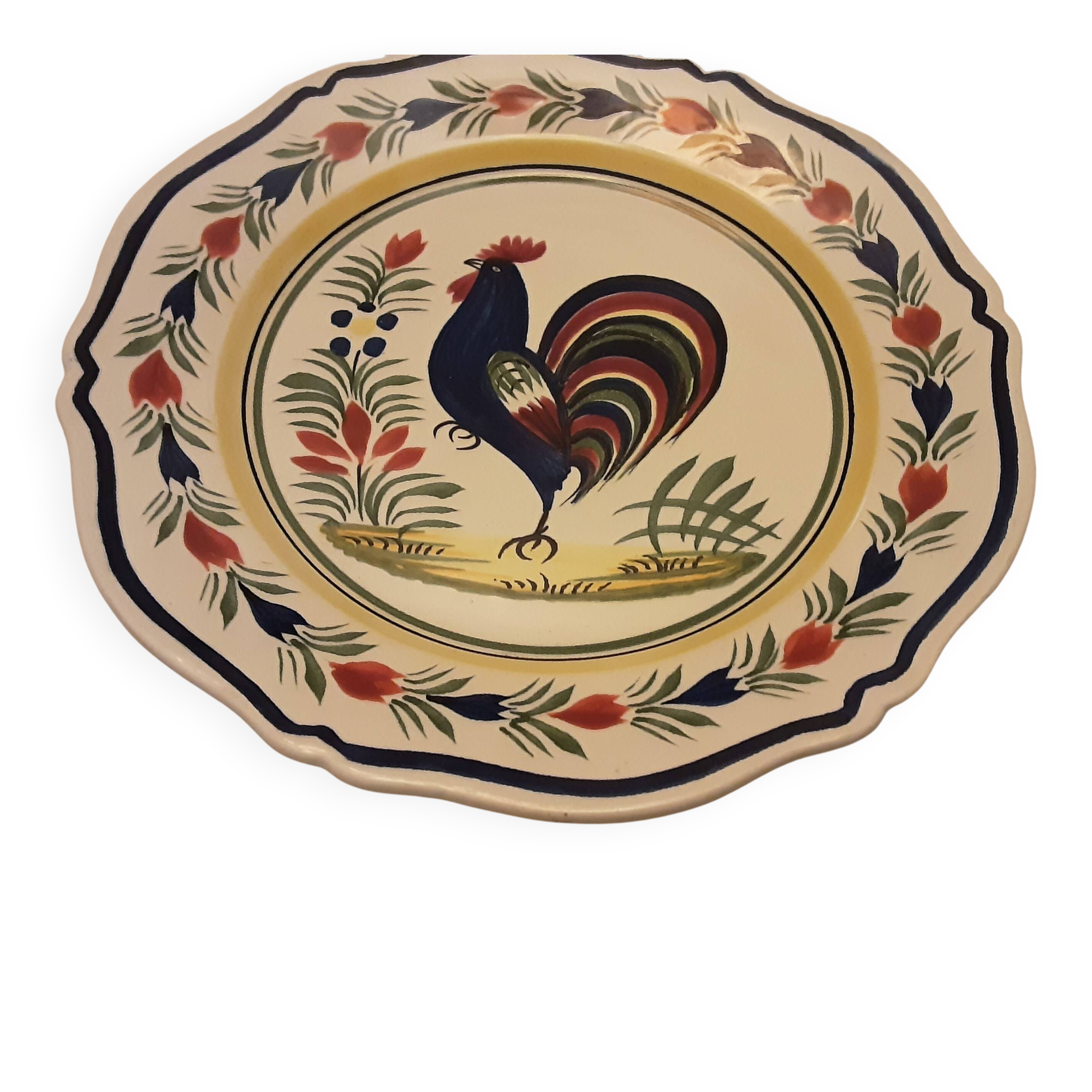 Plate faience henriot quimper model oq blue