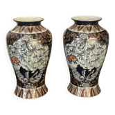 Pair of cracked enamel vases