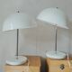 Duo of mushroom lamps with inclined lampshade