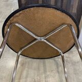 Table d’appoint chrome et skai noir vintage style Bauhaus vintage 1970