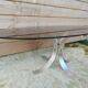 Table basse verre fumé pied aluminium brossé