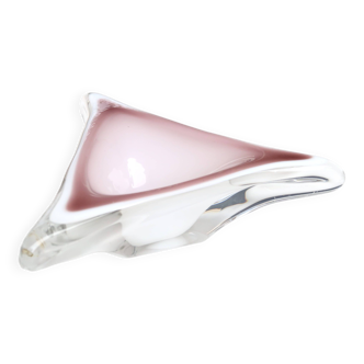 Murano empty pocket ashtray in white and pink glass, 1970s