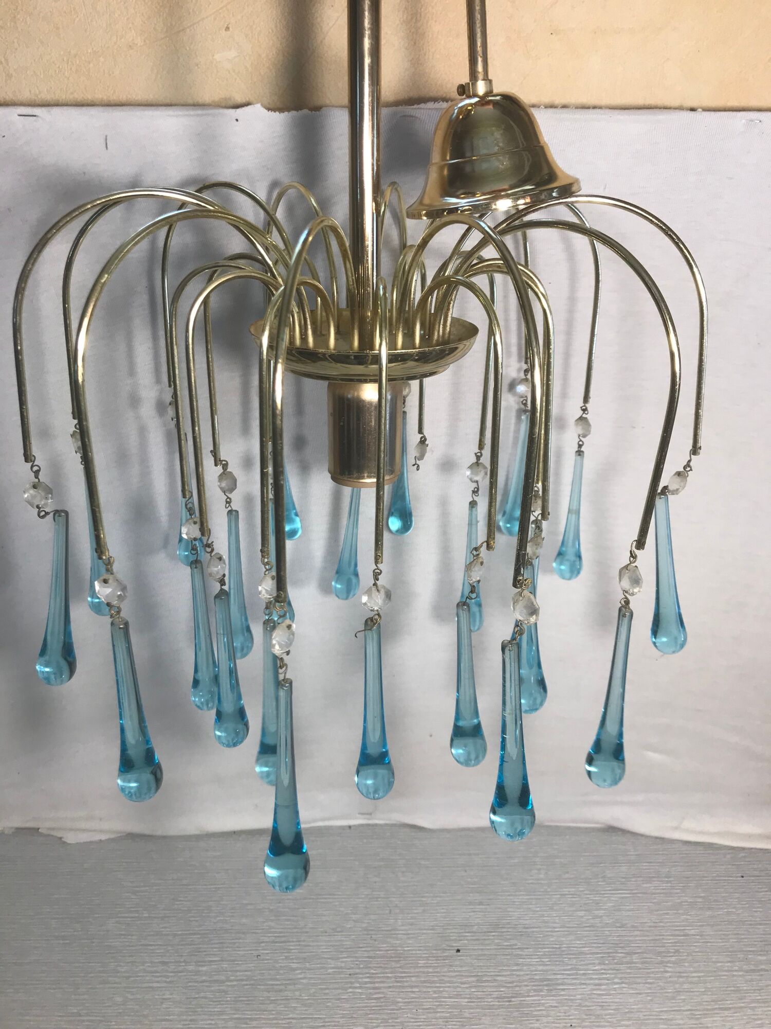 gold metal lustre - water drop vintage glass pampilles