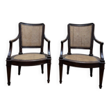 Pair of Louis XVI period caned armchairs