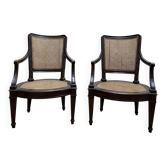 Paire de fauteuils cannée d'époque Louis XVI