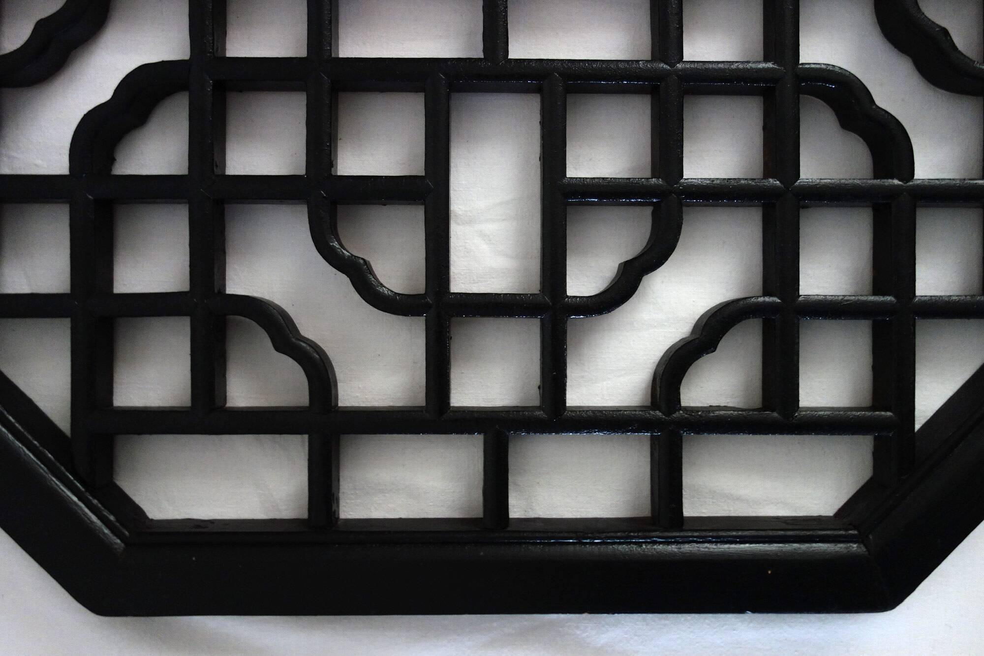 Octagonal wall panel, carved wood, mid-20th century, China