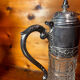 Beautiful moulded glass carafe jug, silver-plated mount, vintage.