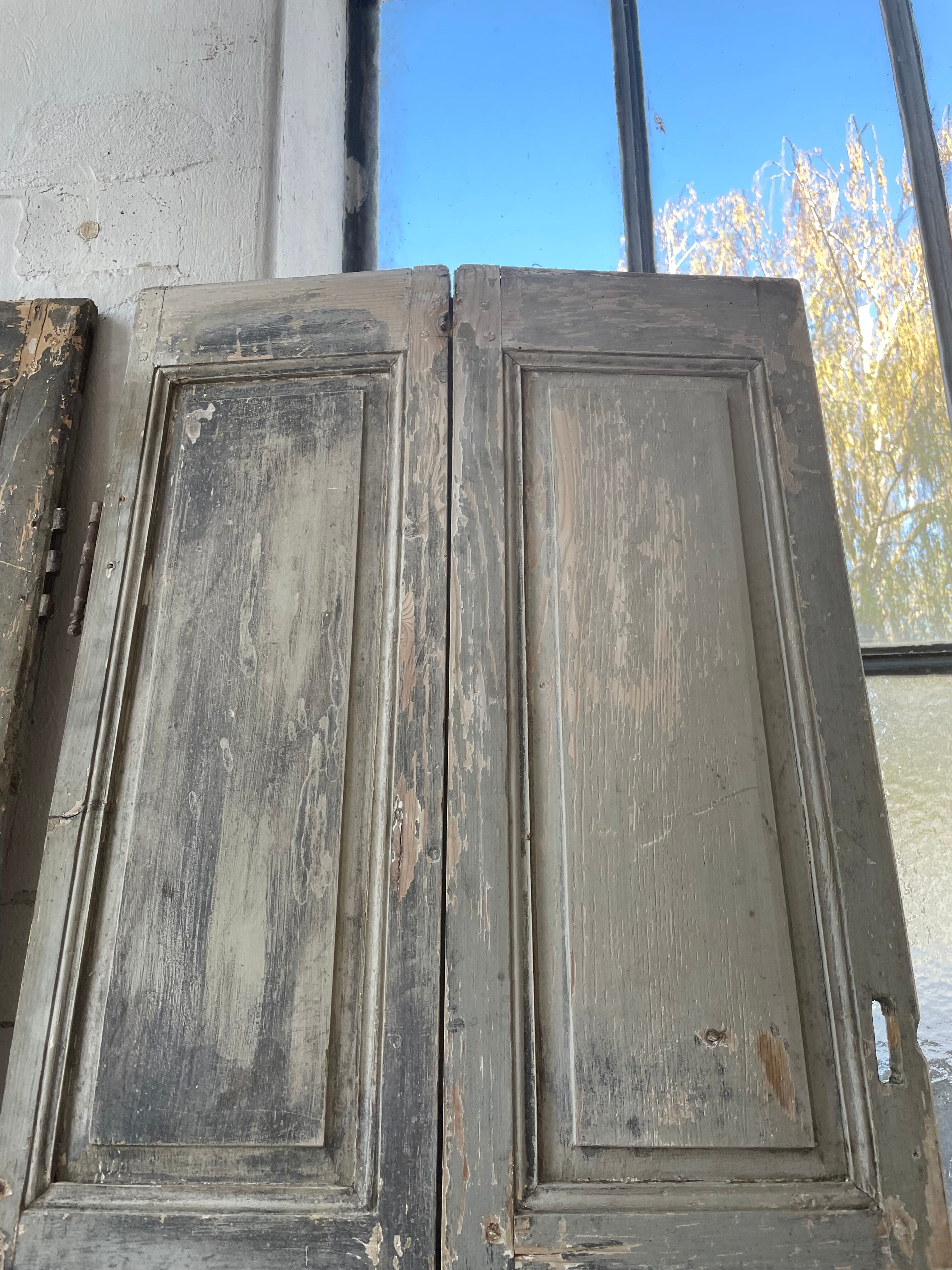 Trio of shutters louvers patina blue gray