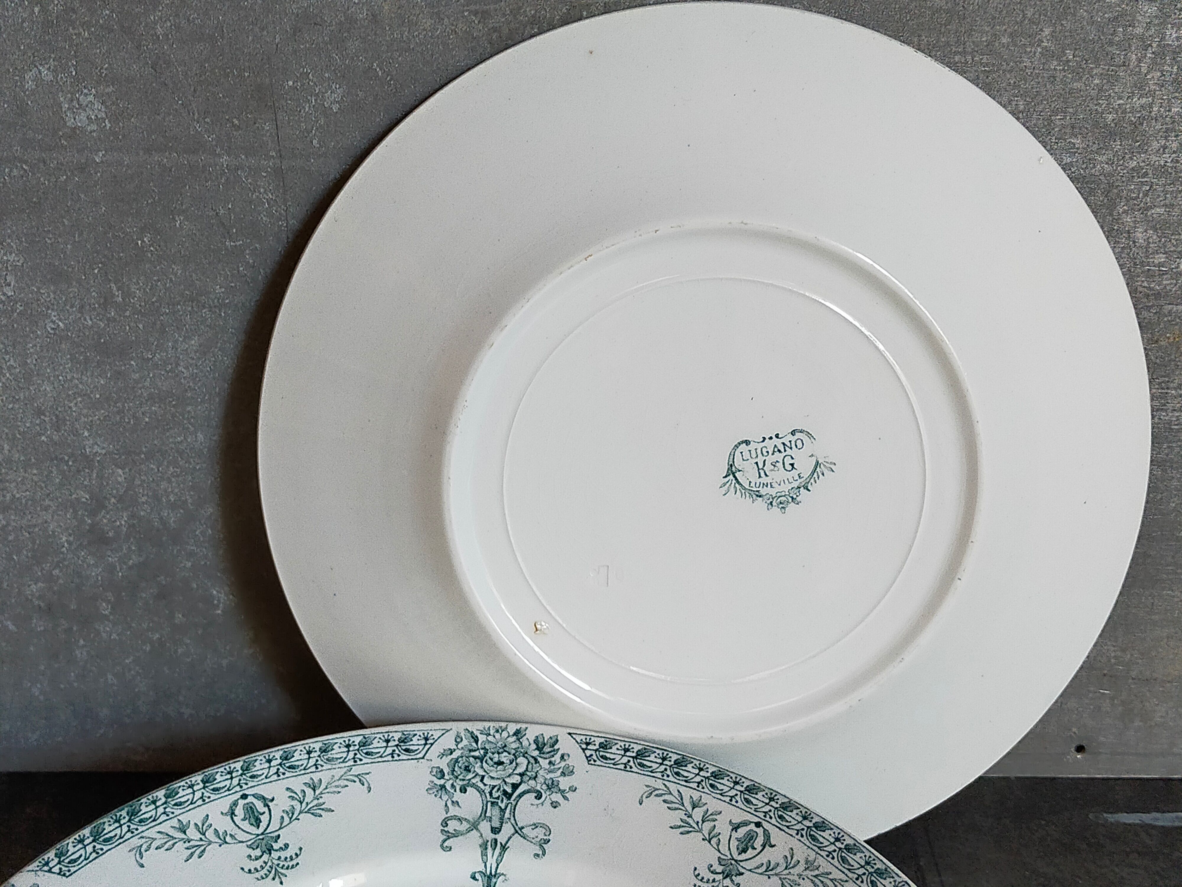 Six old plates iron earth of lunéville model lugano late nineteenth