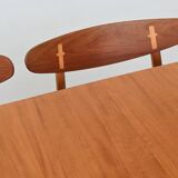 Hans Wegner drop-leaf dining table in beach and teak Denmark 1950