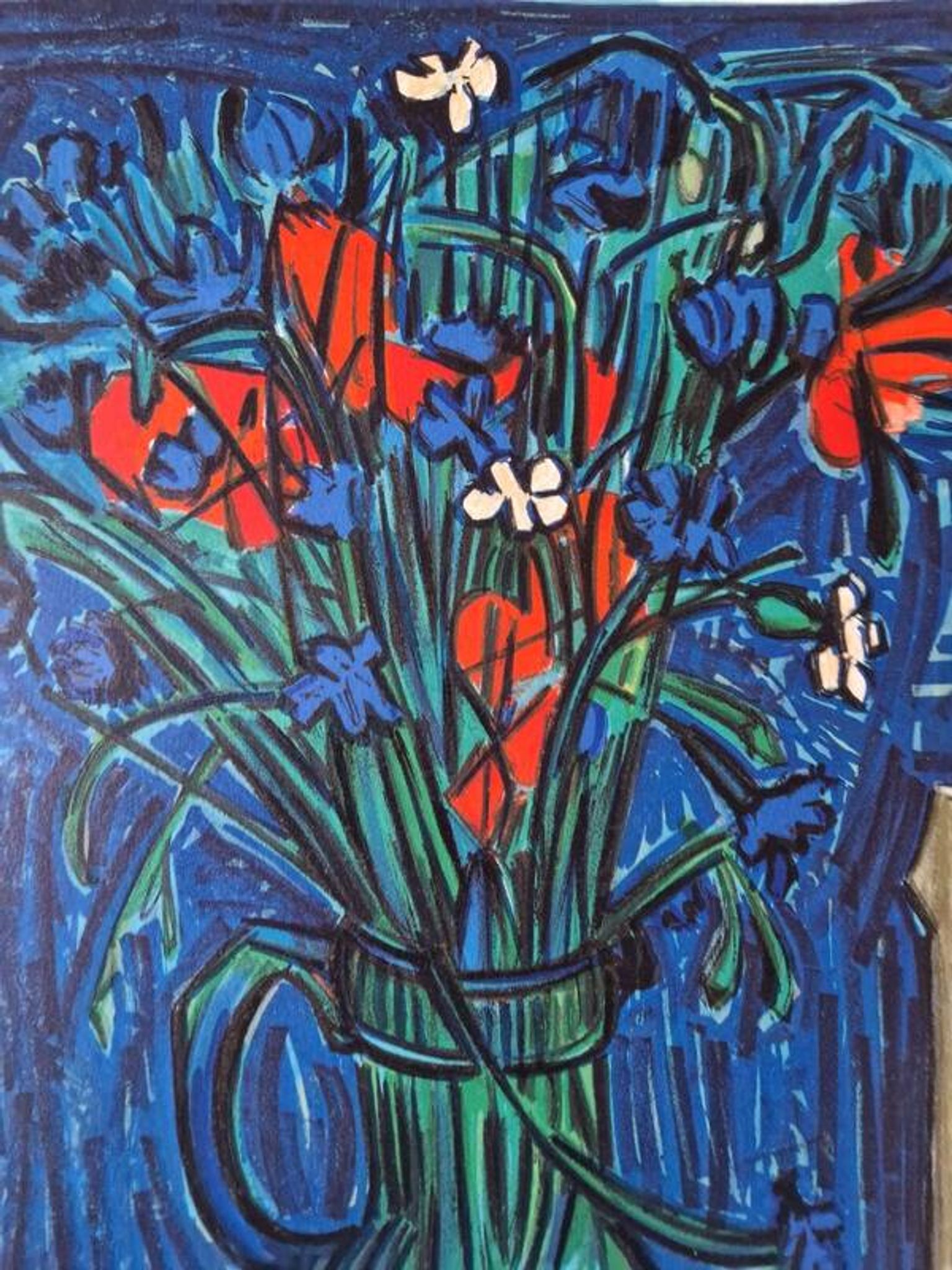Isis Kischka (1908-1973) - Colour lithograph - Bouquet of flowers