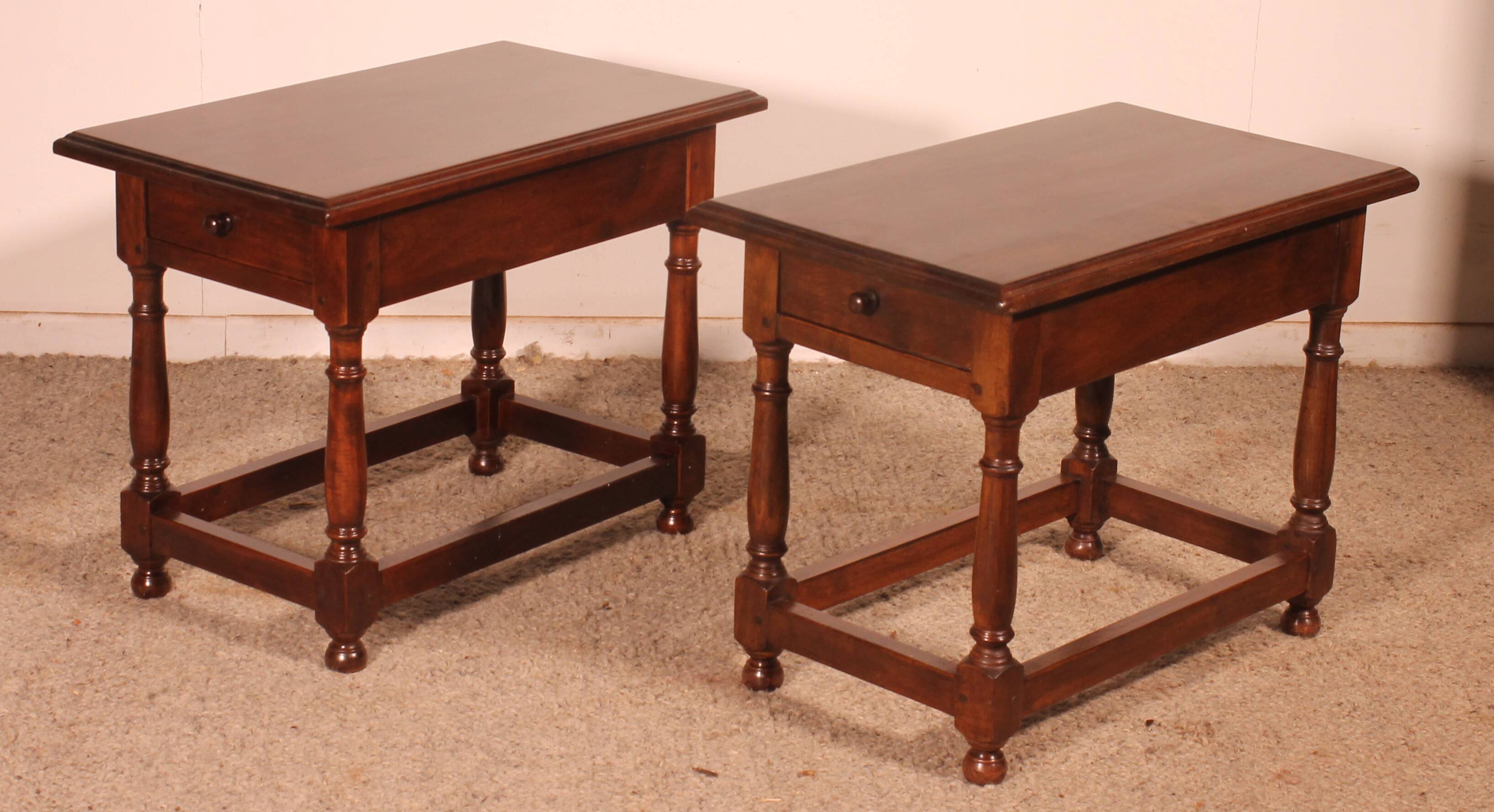 pair of Spanish walnut bedside tables or side tables