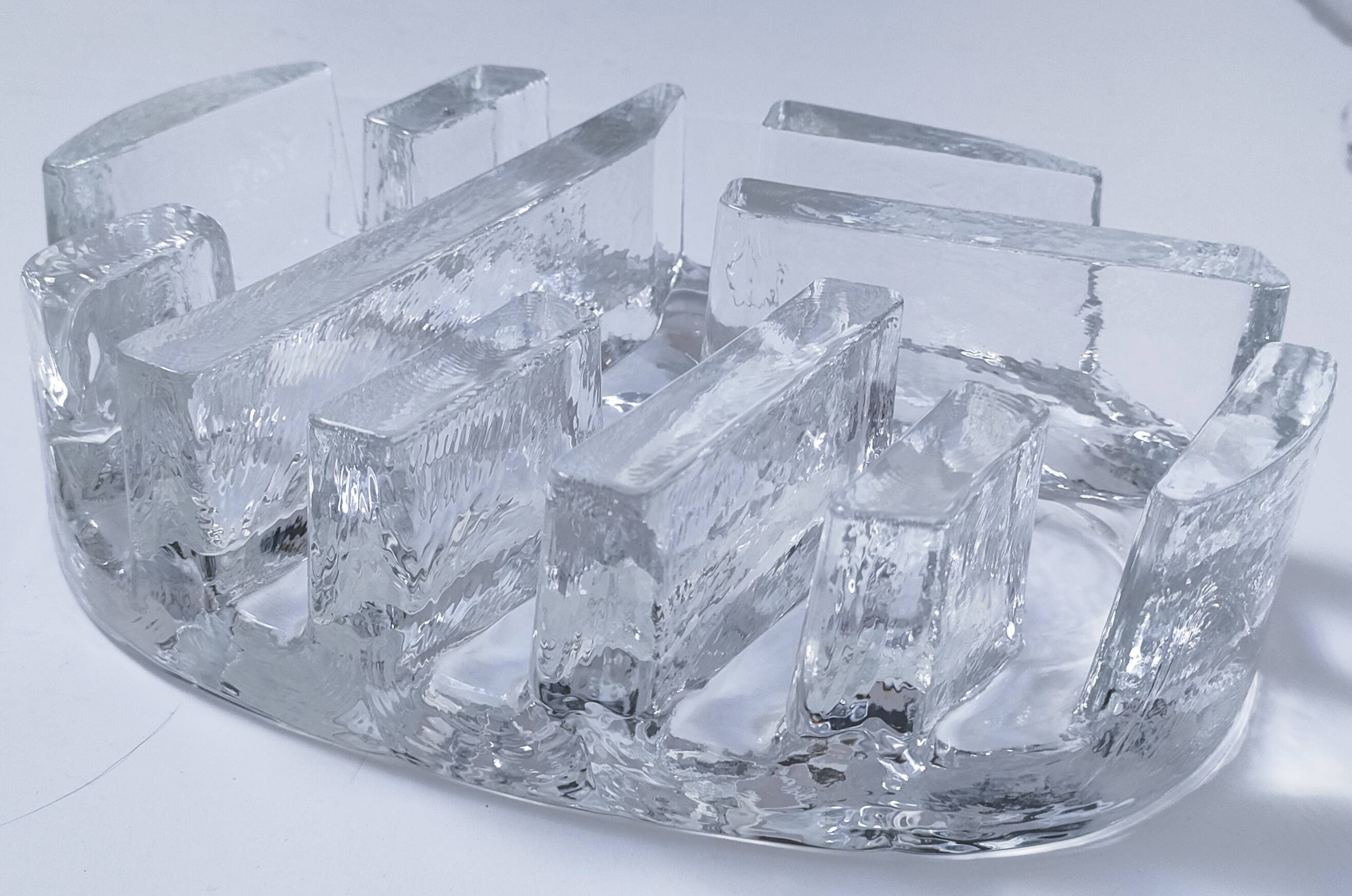 80s design sculptural glass candle holder