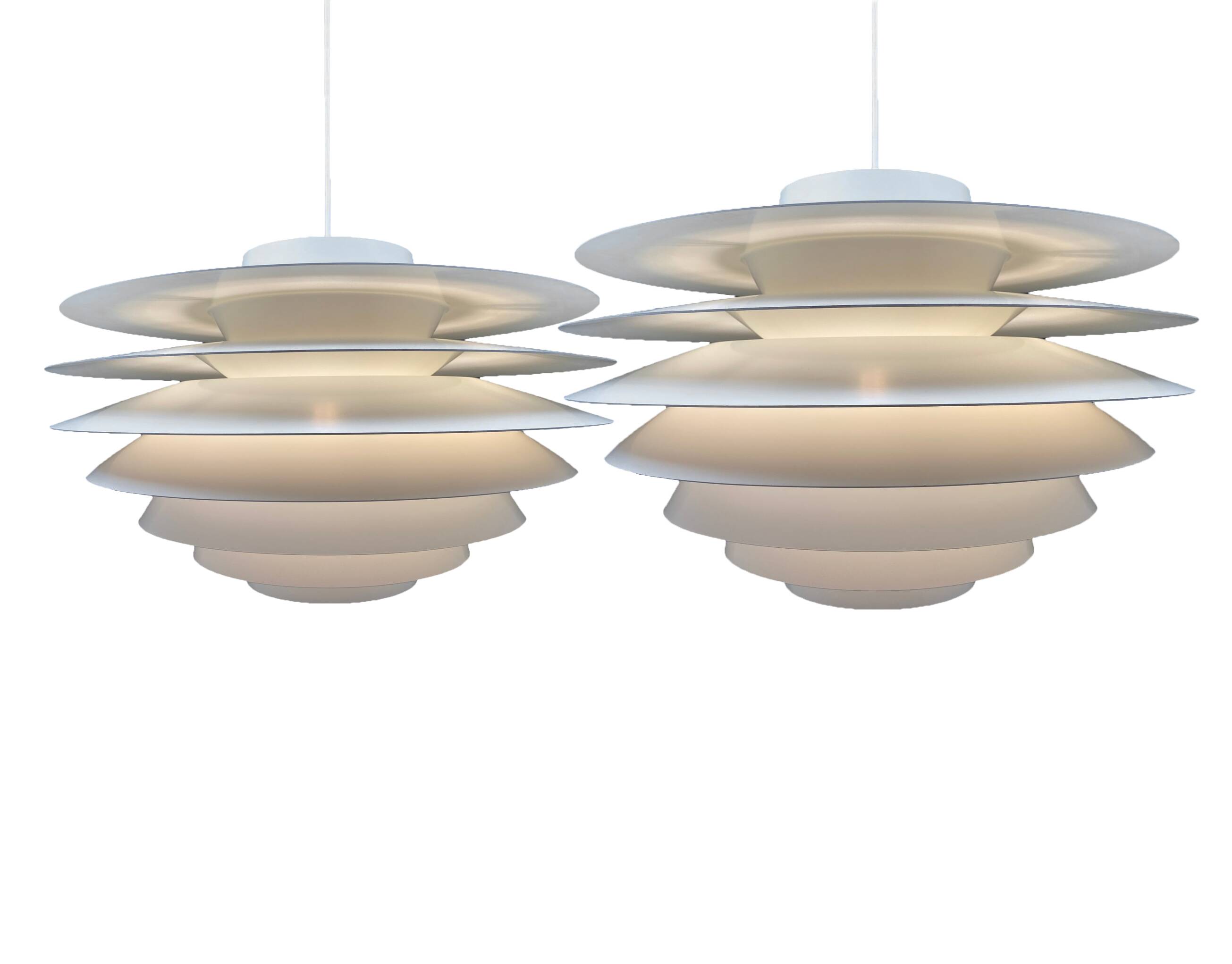 2 Scandinavian Pendant Lights • Verona • Svend Middelboe • Nordisk Solar • 1968