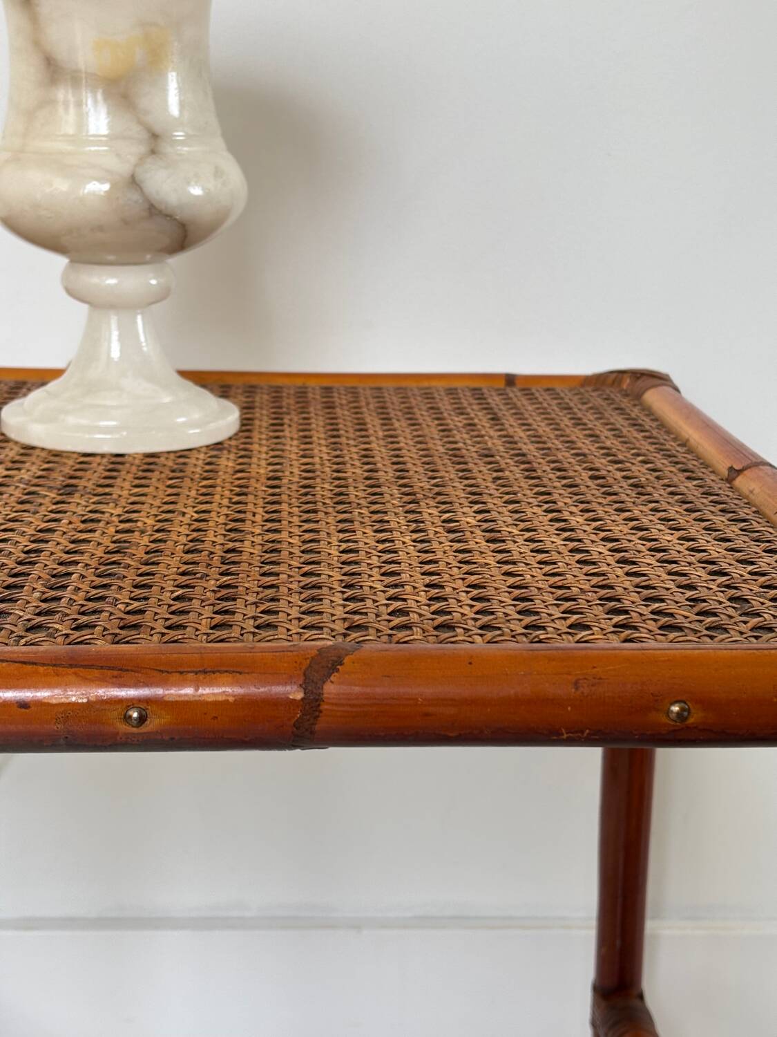 Rattan side table