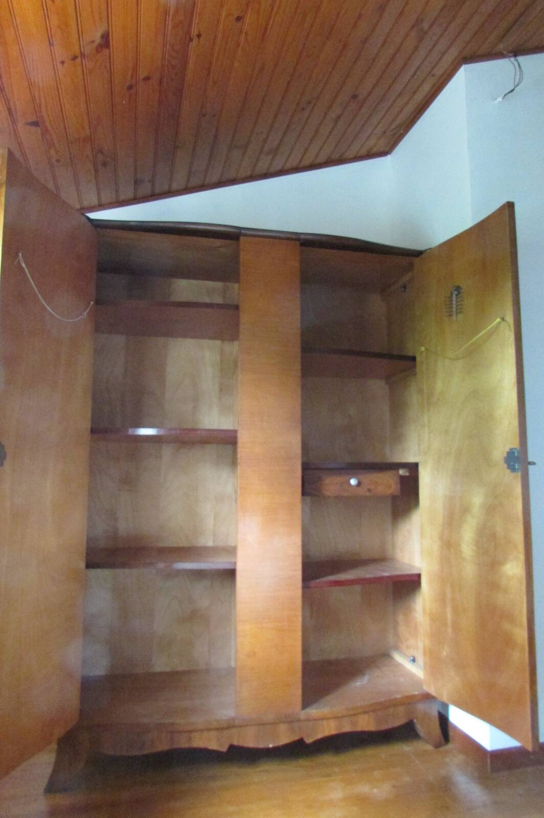 Small vintage Scandinavian walnut veneer cabinet, 1940s