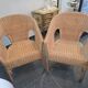 Pair of woven rattan armchairs – Vintage