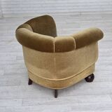 Fauteuil danois en velours vert clair et chêne, années 1960
