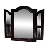 Dark brown wooden mirror with two baguettes H55 L40