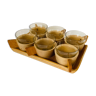 Coffee service 6 cups - wooden tray - scandinavian spirit glass - vintage -retro